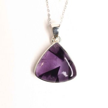 Colier argint 925 cu piatra naturala Atomic Trapiche Amethyst triunghiular ,   Protectie si Claritate Spirituala