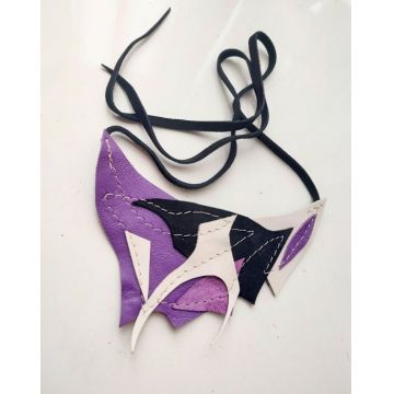 Colier asimetric din mix de piele naturala