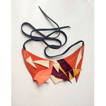 Colier asimetric din piele naturala, Tomnatic