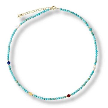 Colier Choker cu Turcoaz, Perle Naturale si Pietre Semipretioase ,   Energie Pozitiva si Armonie Interioara