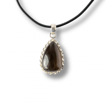 Colier cu Cuart Fumuriu Natural in Forma de Lacrima ,   Protectie si Echilibru Emotional