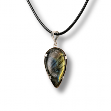 Colier cu Labradorit Natural in Forma de Picatura ,   Protectie, Intuitie si Stralucire Irizata