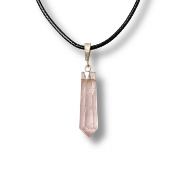 Colier Cuart Roz in Forma de Varf ,   Energie a Iubirii si Vindecare Delicata