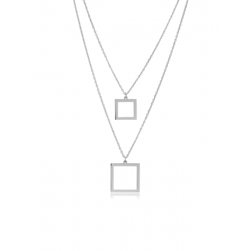 Colier Geometric din Argint – Dual Square (Auriu / Argintiu)