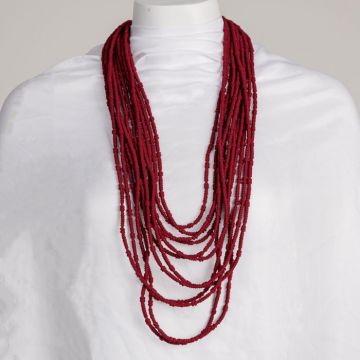 Colier lung multisir bordo textil ,   design fluid, elegant