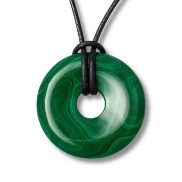 Colier Malachit Natural Pi pe Snur Reglabil ,   Transformare, Protectie si Echilibru Interior