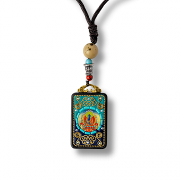 Colier Thangka Nepalez din Lemn de Abanos cu Buddha Shakyamuni ,   Protectie Spirituala si Claritate Interioara