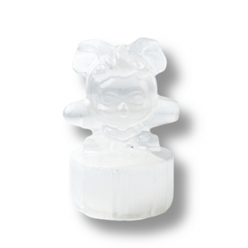 Figurina Fetita din Selenit Natural Marocan cu Suport ,   Sculptura Decorativa pentru Liniste si Purificare Energetica