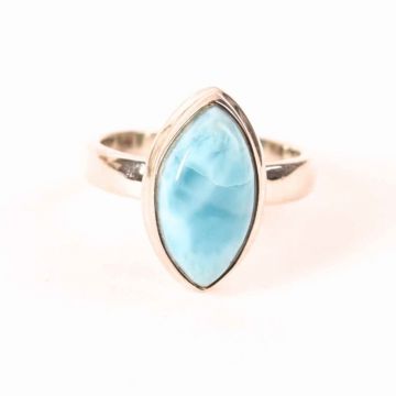 Inel Argint 925 cu Larimar forma delica Marime 49 (EU)   5 (US) ,   Claritate si Protectie Interioara