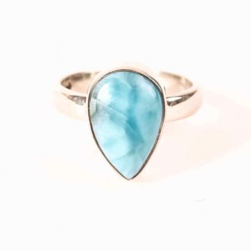Inel Argint 925 cu Larimar in Forma de Lacrima ,   Liniste si Claritate Interioara
