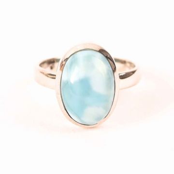 Inel Argint 925 cu Larimar Oval ,   Echilibru si Liniste Interioara