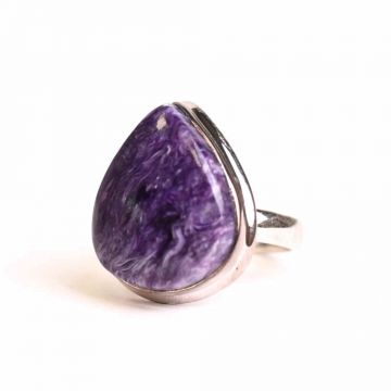 Inel argint 925 cu piatra naturala Charoite lacrima ,   Transformare si Putere Interioara