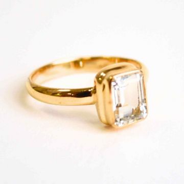 Inel Argint 925 placat cu Aur 18K si Topaz Alb Fatetat ,   Claritate si Eleganta