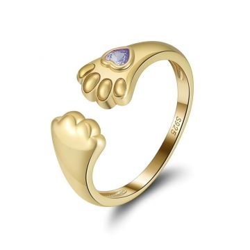 Inel reglabil argint 925, JW1758, model labuta, placat cu aur