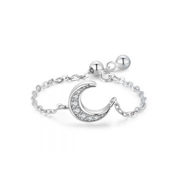 Inel reglabil argint 925, JW1825, model semiluna, placat cu rodiu