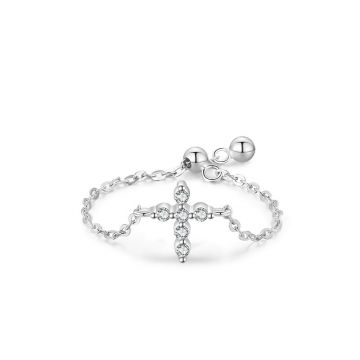 Inel reglabil argint 925, JW1827, model cruce, placat cu rodiu