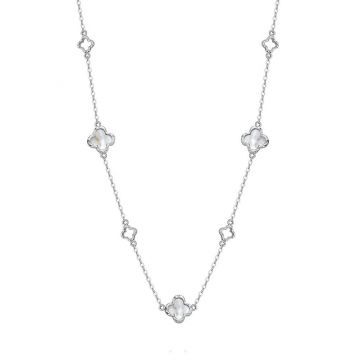 Lantisor argint 925, JW1684, model trifoi, placat cu rodiu