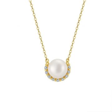 Lantisor argint 925, JW1704, model cu perla, placat cu aur