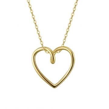 Lantisor argint 925, JW1744, model inima, placat cu aur