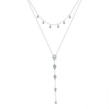 Lantisor argint 925, JW1768, model dublu lung, placat cu rodiu