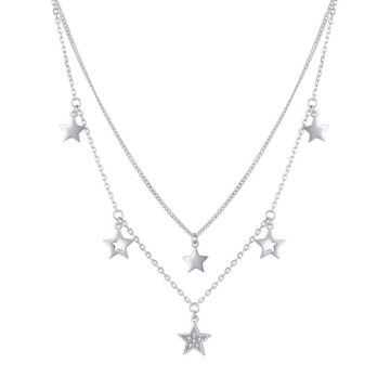 Lantisor dublu argint 925, JW1831, model stelute, placat cu rodiu