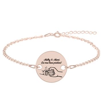 Nala - Bratara personalizata cu banut pentru mama din argint 925 placat cu aur roz