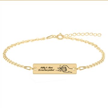 Nala - Bratara personalizata cu tablita pentru mama din argint 925 placat cu aur galben 24 karate