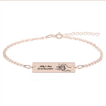 Nala - Bratara personalizata cu tablita pentru mama din argint 925 placat cu aur roz