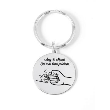 Nala - Breloc personalizat  pentru mama cu banut din argint 925 si inel din otel inoxidabil