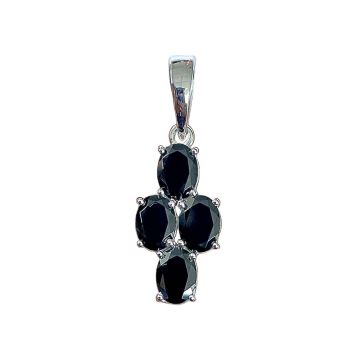 Pandantiv turmalina neagra argint | Cruce