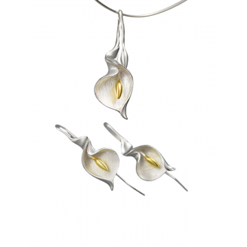 Set Argint -  Floare de Cală - Colier și Cercei