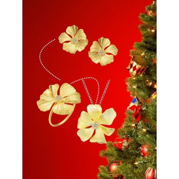 Set bijuterii Argint Aurit - Flower