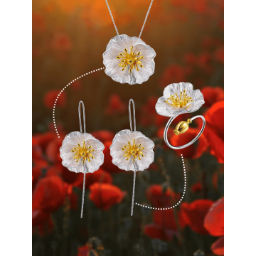 Set Bijuterii Argint - Maci Înfloriți
