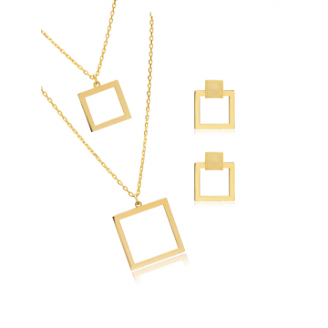 Set Geometric din Argint – Square Code (Cercei + Colier)