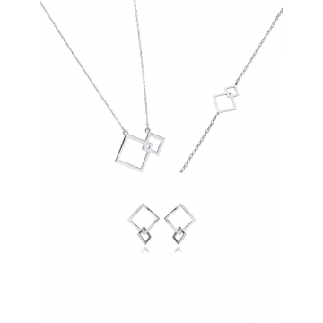 Set Geometric Minimalist – Double Square (Colier + Cercei + Brățară)