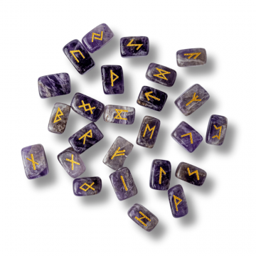 Set Rune din Ametist Natural ,   Claritate Spirituala si Protectie Energetica