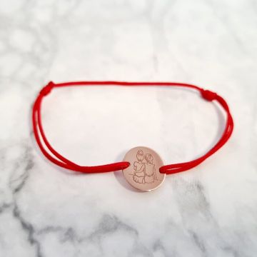 Bratara 2 surori / prietene - banut 12 mm - Aur Roz 14K - snur reglabil