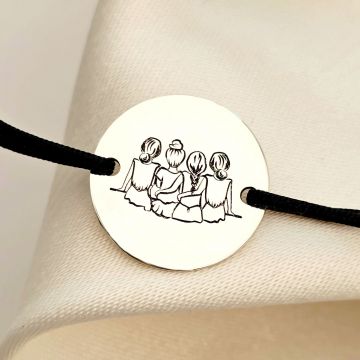 Bratara 4 surori / prietene - Argint 925, snur reglabil