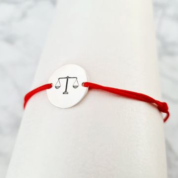 Bratara Balanta gravata - Argint 925, snur rosu reglabil