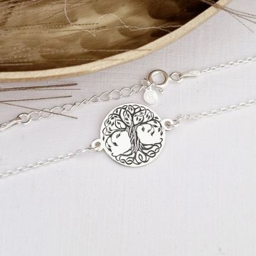 Bratara banut cu copacul vietii gravat - Argint 925 si lantisor