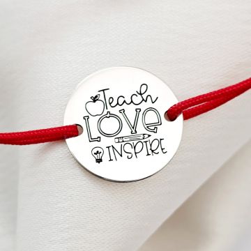 Bratara banut - Teach Love Inspire - Argint 925 - snur reglabil