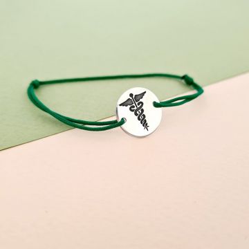Bratara Caduceus - Argint 925, snur reglabil