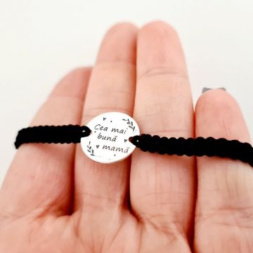 Bratara Cea mai buna mama - Argint 925, snur impletit