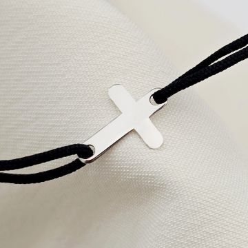 Bratara Cruciulita - Aur Alb 14K - snur reglabil