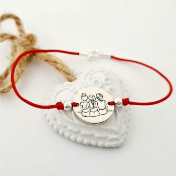 Bratara cu snur si inchizatoare - Banut personalizat - Argint 925