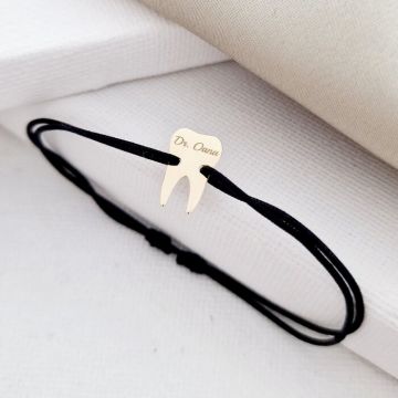 Bratara dinte - Aur Galben 14k - snur reglabil