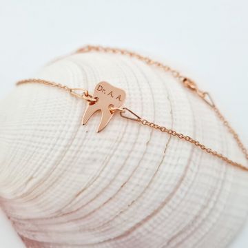 Bratara dinte cu lantisor - Argint 925 placat cu Aur roz 18k