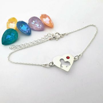 Bratara inima cu bebelus decupat - Argint 925 - Cristal Swarovski - cu lantisor