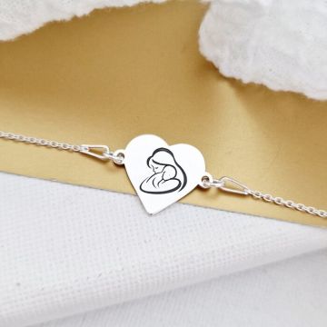 Bratara inima - Imbratisare Mama si Bebe - Argint 925 - cu lantisor