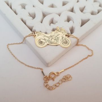 Bratara Motocicleta cu lantisor - Argint 925 placat cu aur 18K